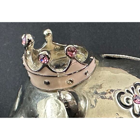 MUD PIE "Welcome Little Princess" Silver with Pink Jewels Vintage Piggy Bank - Picture 2 of 12